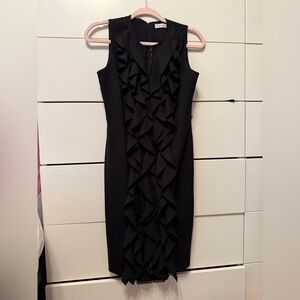 Calvin Klein Black Ruffle Midi Dress
